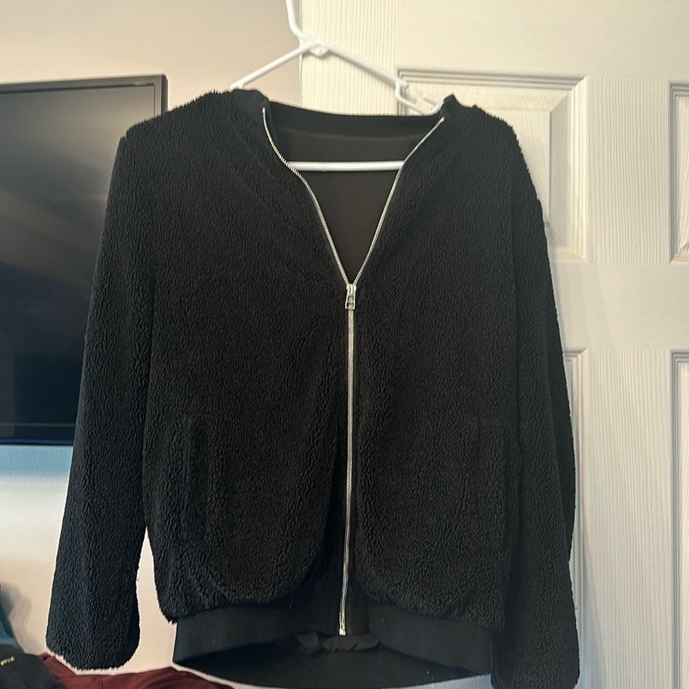Black zip up bomber jacket